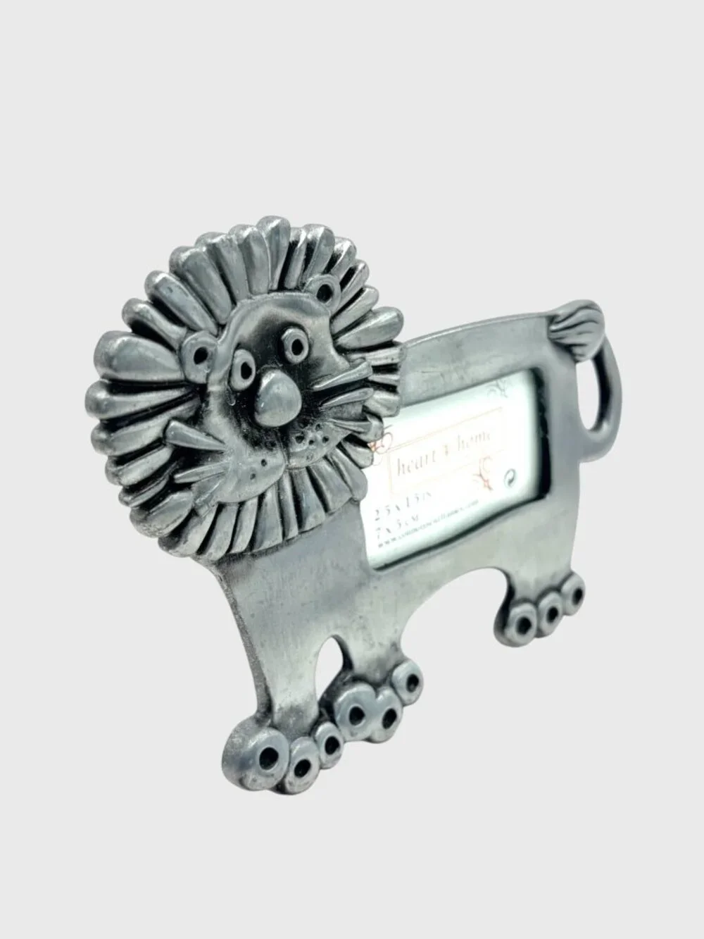 Vintage Connoisseur Heart & Home Pewter Lion Mini Picture Frame 2.5 x 1.5